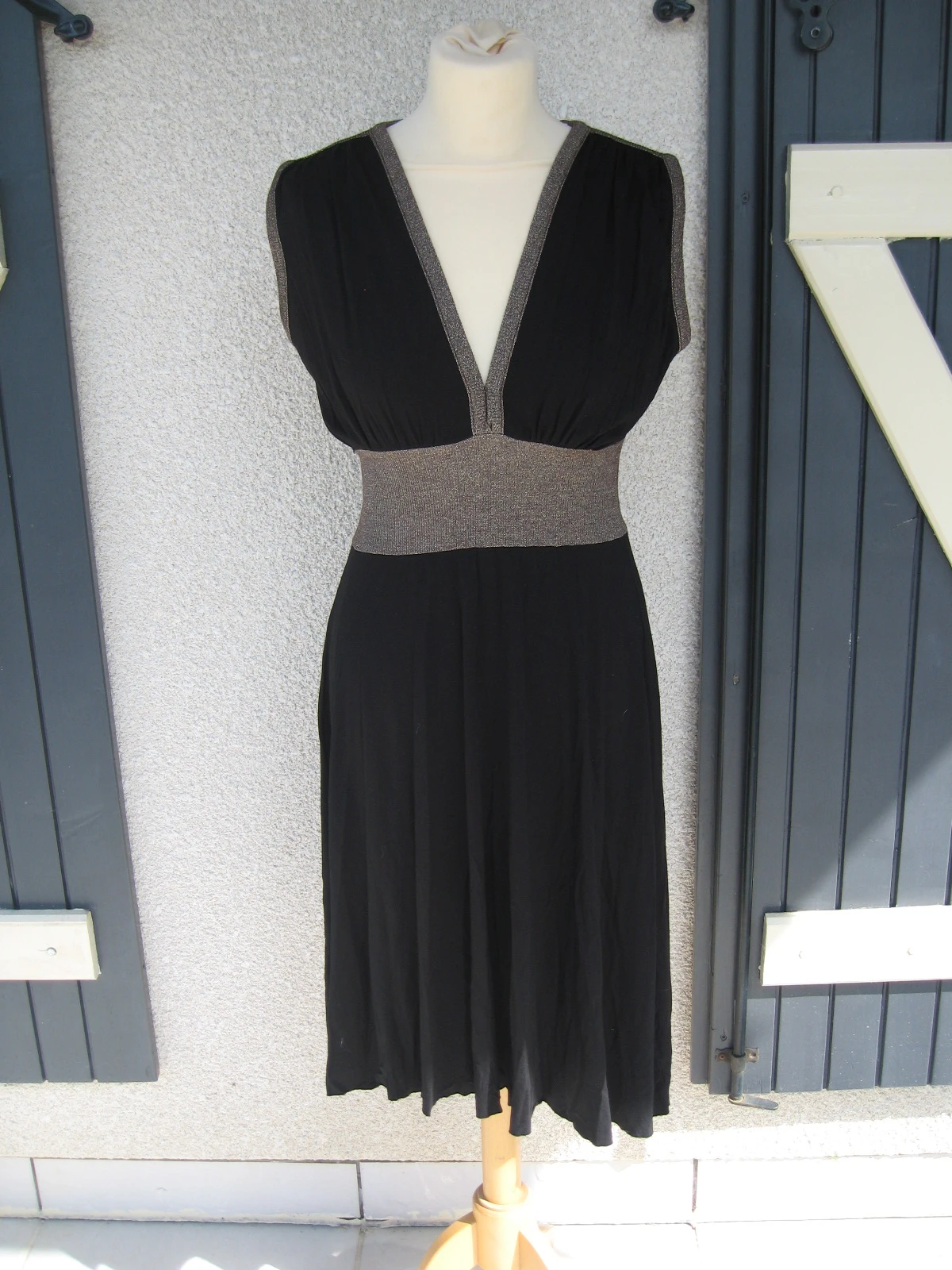 Sublime Robe de Soirée Noire & Dorée Chic à la Française Très bon état Taille S